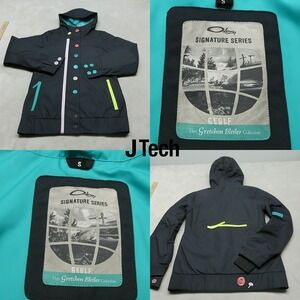 Oakley Gretchen Bleiler Jacket Women Small‎ Navy Magnet Button Heavyweight Ski